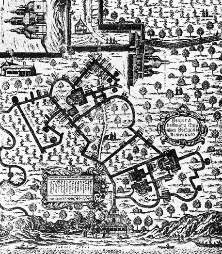 Image - Engraving of the plan of the Far Caves of the Kyivan Cave Monastery by Leontii Tarasevych (in a book printed by the Kyivan Cave Monastery Press in 1703).